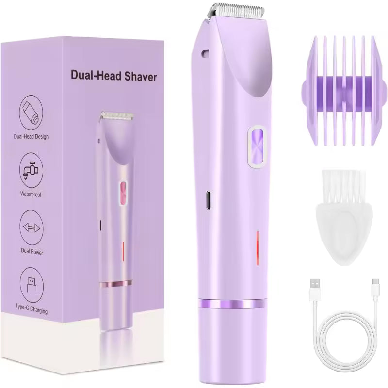 2025 Waterproof Rechargeable Electric Shaver Mini Women Bikini Trimmer Body Hair Remover Mini Double Headed Electric Epilator